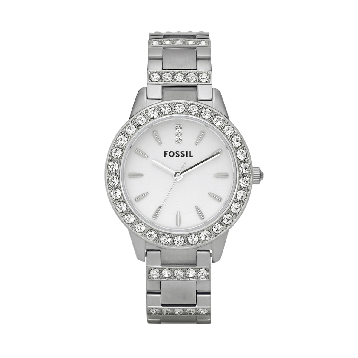 Fossil Jesse Women's Watch with Crystal Accents and Self-Adjustable Stainless Steel Bracelet Band Silver