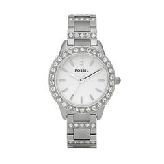 Fossil Jesse Women's Watch with Crystal Accents and Self-Adjustable Stainless Steel Bracelet Band Silver