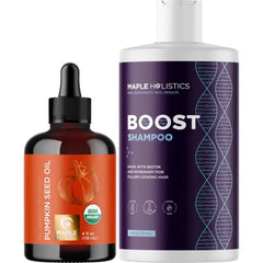 Maple Holistics Pure Pumpkin Oil for Dry Scalps and Fine Hair, Sulfate and Paraben Free, Regrowth Tip, Biotin Shampoo Additive