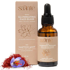 Saante Inara Face Elixir, Brightens Skin, Improves Circulation, Enhances Natural Glow, Saffron, Blue Lotus, Licorice Root Extract, Lightweight, Non-Greasy, Radiant Complexion Boost - 30ml