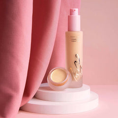 Mally Beauty Stress Less Performance Foundation - Light - Buildable Medium to Full Coverage - Lightweight Foundation Liquid - Niacinamide Brightens and Hydrates Skin - Satin Finish