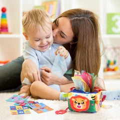 Jenilily My First Tissue Box with Tummy Time Mirror, Montessori Toy Baby Infants Newborns Kids Educational Preschool Learning 3-6-9-12 Months Development STEM Gift