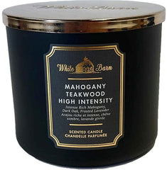 Bath & Body Works White Barn Candle Company and 3-Wick Scented Candle w/Essential Oils - 14.5 oz - Mahogany Teakwood (High Intensity - Black)