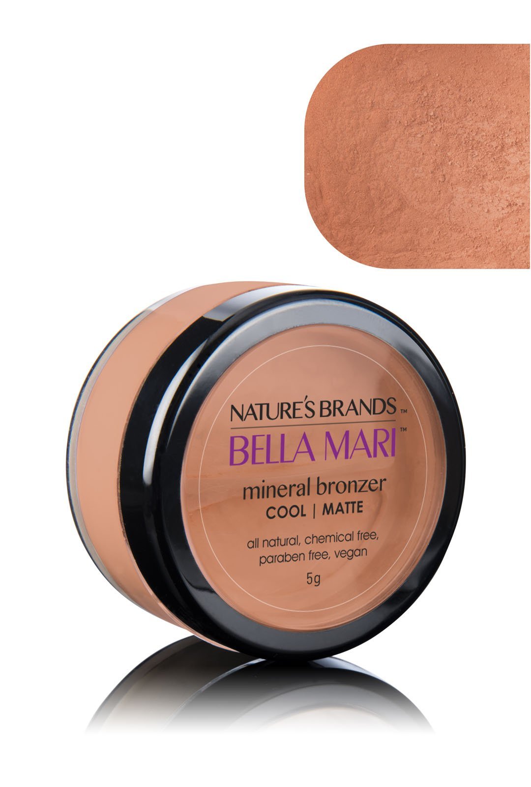 Bella Mari Natural Mineral Bronzer, Cool (Matte); 0.2oz