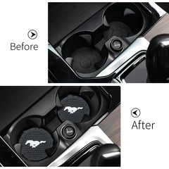 NASKEE GUYMIN Car Cup Holder Coaster for Ford Mustang Silicone Non-Slip Bling Crystal Drink Cupholders Coaster for car Interior Accessories 2.76 Inch 2 Pieces