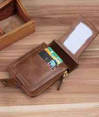 TIM DENIMS Men Wallet, Premium Leather, Large Capacity Holds Credit Cards, Coins And Cash With ID Window And A Zipper Pocket