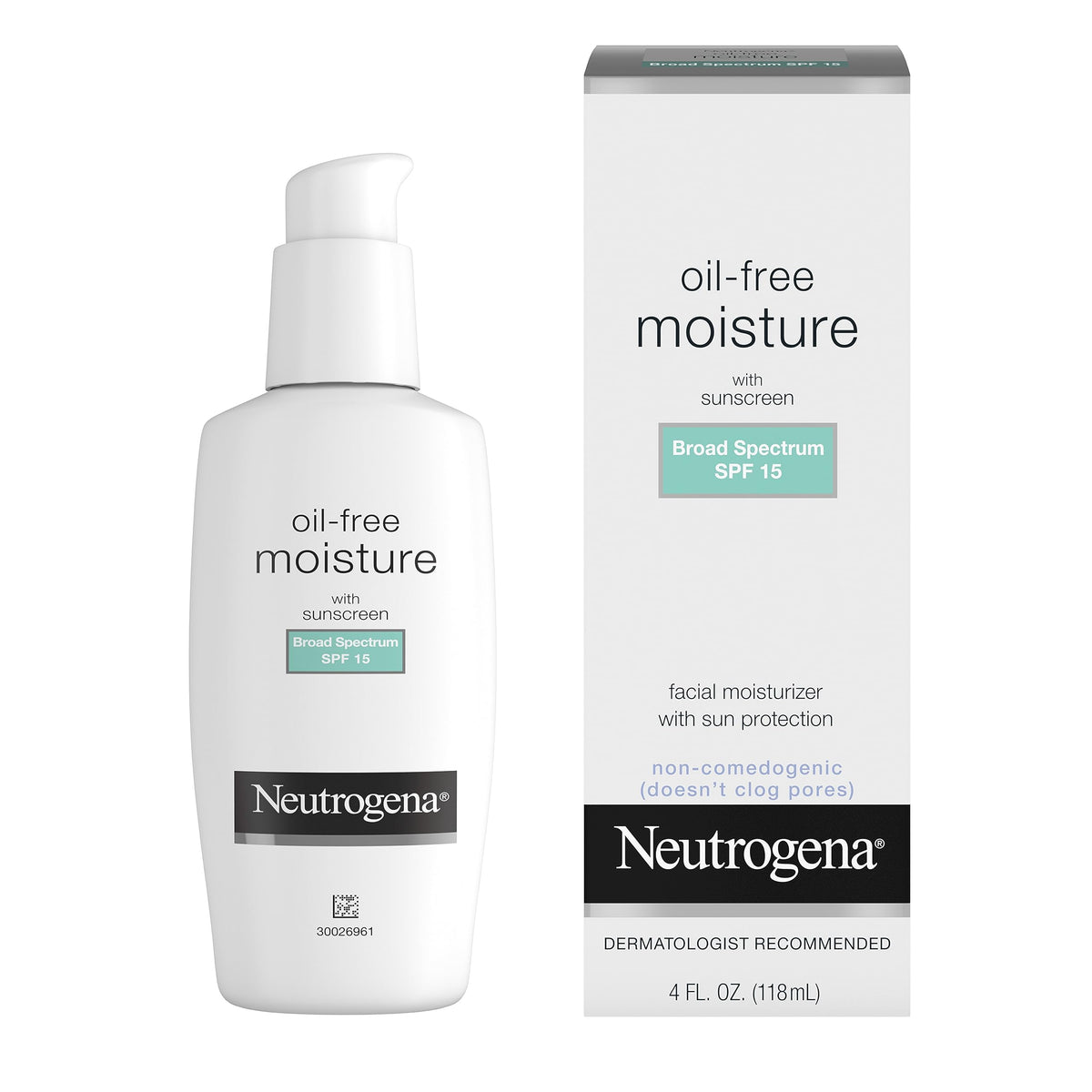 Neutrogena Oil-Free Daily Long Lasting Facial Moisturizer & Neck Cream with SPF 15 Sunscreen & Glycerin, Non-Greasy, Oil-Free & Non-Comedogenic Face Moisturizer, 4 fl. oz