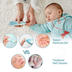 Gnker Baby Nail Trimmer File Electric Safe Nail Clippers with Light for Newborn or Toddler Toes and Fingernails, 12 in 1 with 4 Replacement Pads and Nail Cutter