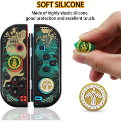 X spring Switch Thumb Grip Caps, 4 Pcs Silicone Joystick Grips Button Covers, Sweat Resistant Thumb Grip Caps, Joystick Cap for Nintendo Switch, Switch Oled, Switch Lite Limited Edition (Yellow+Green)