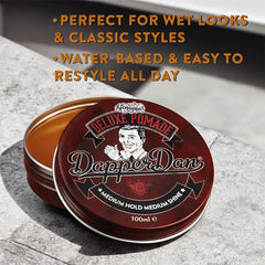 Dapper Dan Deluxe Pomade, Medium Hold Medium Shine, Citrus & Vanilla Fragrance, 1 x 100 ml