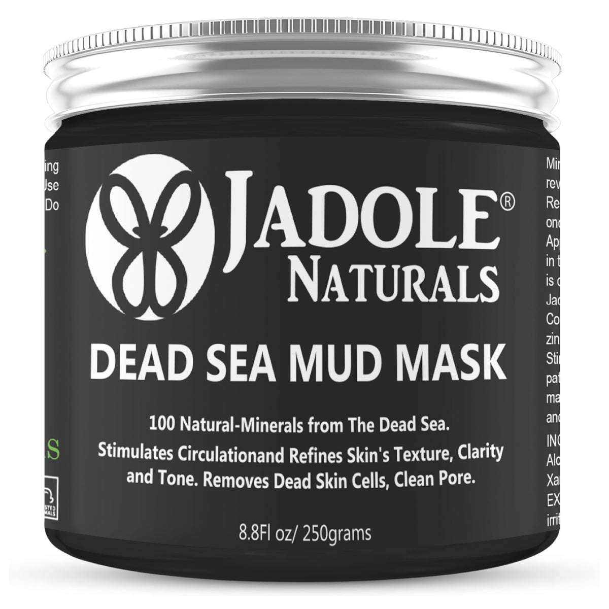 Jadole Naturals Dead Sea Mud Mask For Face-250g | 100% Natural Minerals for Young Look Skin | Detoxifies, Stimulates Circulation & Refines Texture| Cleans Pores, Removes Dead Skin Cells & Reduces Acne