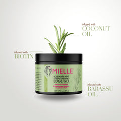 Mielle Organics Rosemary Mint Strengthening Edge Gel For Sleeking And Taming Hair, 57 g, White