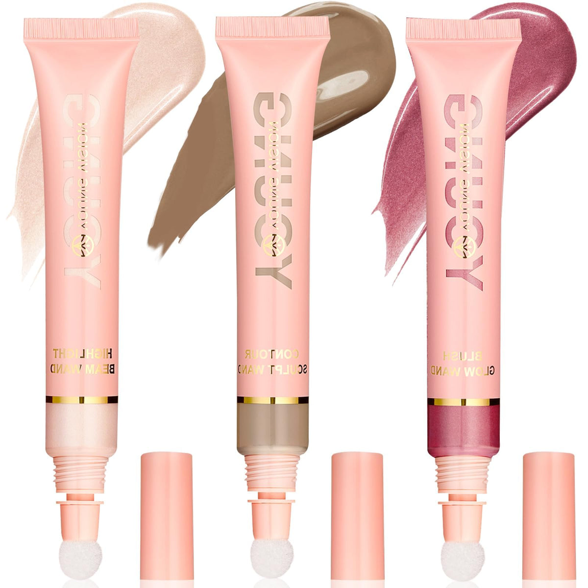 NALACAL Liquid Contour Blush Highlighter Beauty Wand Set,Cream Rouge Bronzer Stick Contouring Highlighter Luminizer Trio Makeup Smooth Lightweight Blendable Moisturzing Shaping for Girls and Women