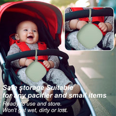 BIGTHREE 2 Pack Silicone Pacifier Holder Case, Portable Pacifier Cover Bag for Diaper Bags Baby Carriage, Travel Baby Pacifiers Silicone Pouch, Pacifier Accessories for Boys & Girls (RosePink+Bean)