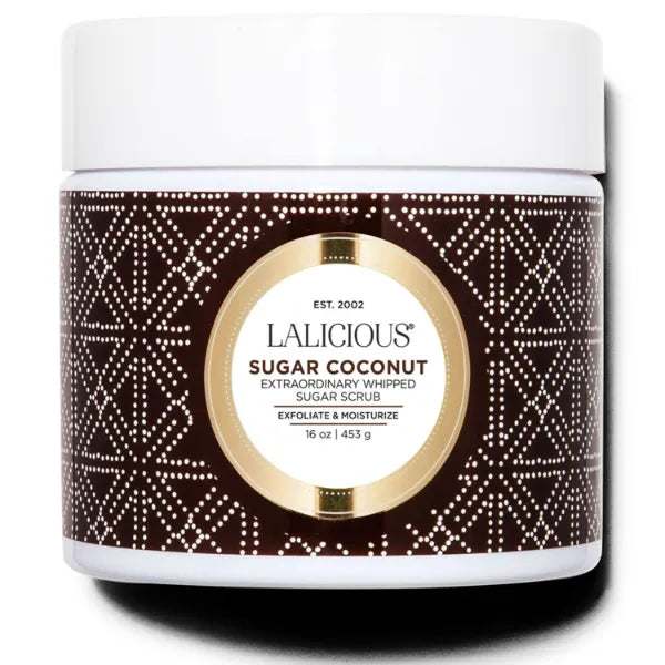 LaLicious Sugar Coconut Sugar Scrub, Exfoliating Body Scrub, Moisturizing Extraordinary Whipped Body Exfoliator, Gentle Exfoliating Body Scrubber Exfoliator for Radiant Skin, No Parabens - 16oz