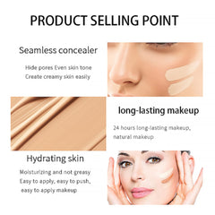 Foundation Full Coverage, Long Lasting Smooth Foundation, Liquid Foundation Hydrating Lightweight, Face Foundations Soft Matte Oil Control Concealer Foundation for Mature Skin(02#)