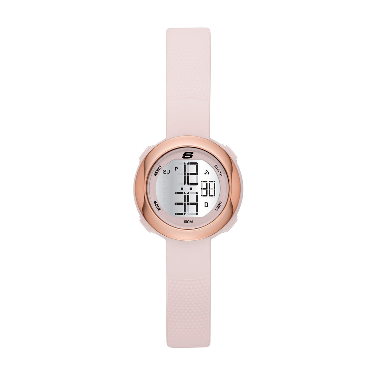 Skechers Women's Quartz Metal and Silicone Sports Digital Watch - Mini Digi Rose Gold, Blush