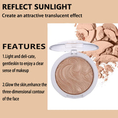 Powder Highlighters Makeup - Highly Pigmented Powder Highlighter -Trimming & Blush 3 Uses Shimmer Powder, Glitter Bronzer Highlighter, Waterproof Long Lasting Highlighter, Shimmer Highlighter