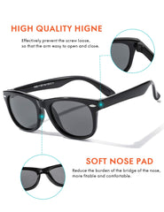 Flexible Kids Sunglasses Polarized Sports Sun Glasses Girls Boys Shades with Straps UV400 Protection Eyewear for Age 2-10