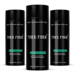 THICK FIBER Hair Building Fibers for Thinning Hair & Bald Spots (BLACK, Pack of 3) - 25g Bottle - Conceals Hair Loss in Seconds - Hair Fiber concealer for Men & Women