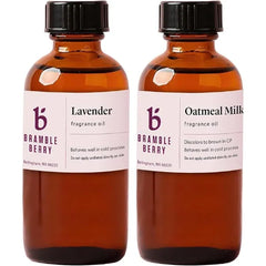 Bramble Berry Lavender & Oatmeal Milk and Honey Fragrance Oil Set Two 2 oz Calming Floral + Warm Sweet Scents for Soap, Candles, Lotion & Bath Bombs Skin Safe, Vegan, Paraben & Phthalate Free