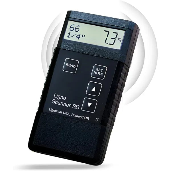 Lignomat Scanner SD Pinless Moisture Meter Wood Moisture Meter Detector for Wood Species, Panels, Floor Planks Dual Depth Humidity Tester for Woodworking and Flooring