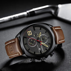 CURREN Quartz Watches for Men's Original Brand Multi-function Calendar style Waterproof Boys Leather Wrist Watch 8324 - Brown black