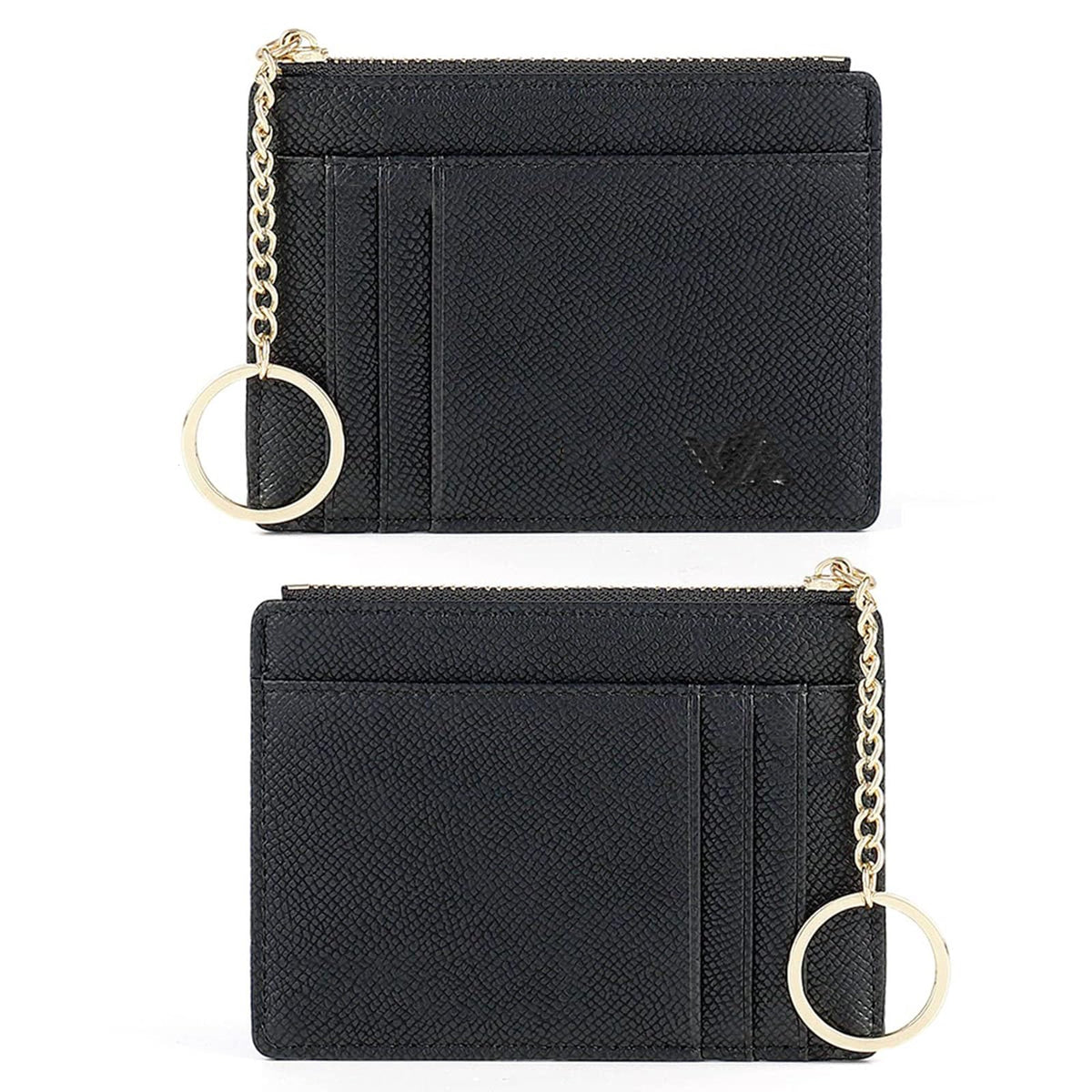 Valentoria slim rfid blocking card holder small pocket wallet keychian zipper coin purse minimalist leather cash & coin & cards case for women men, black, s, rfid wallet, 801, T801