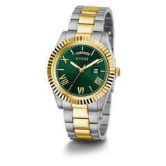 Guess US Men's Two-Tone and Green Analog Watch