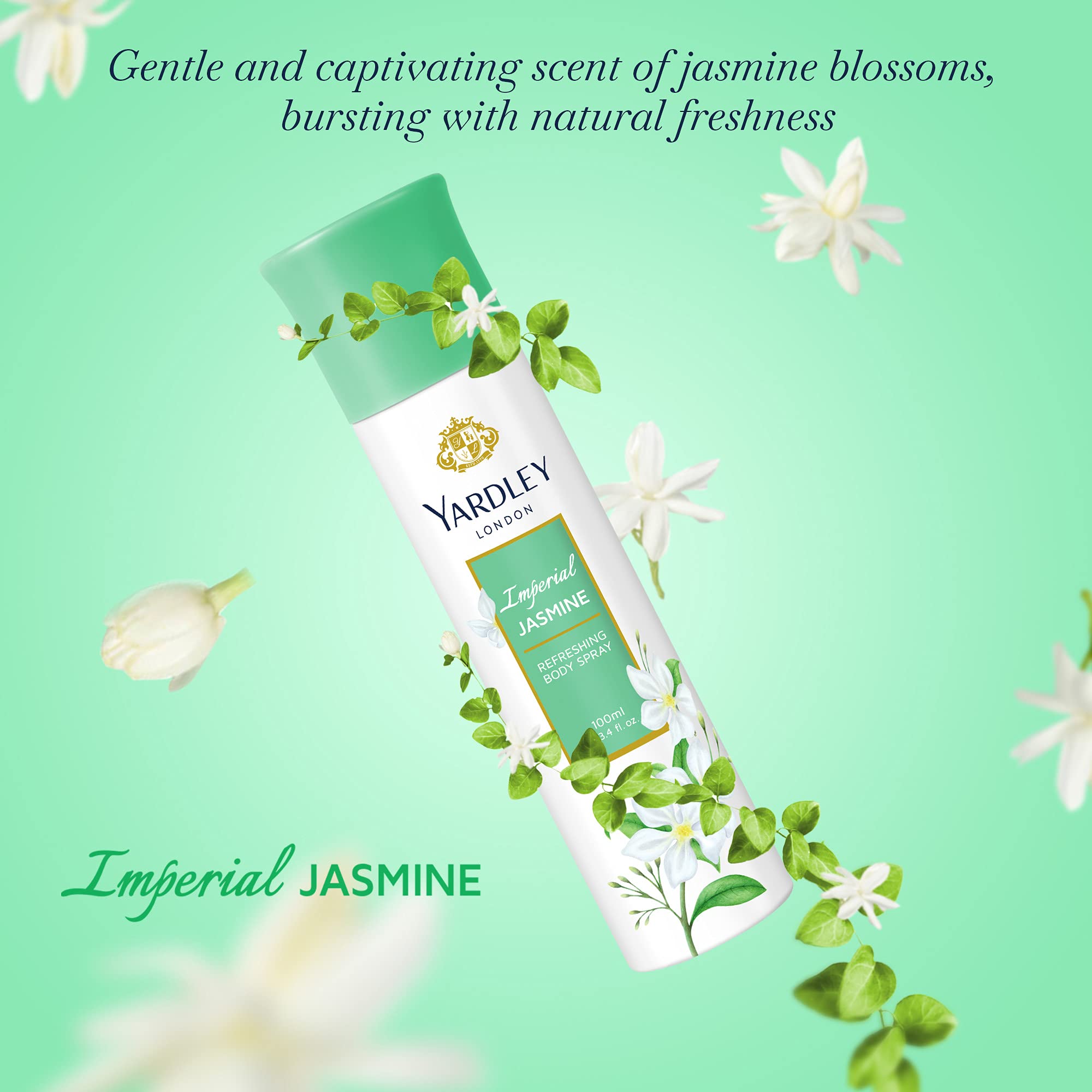 Yardley London Imperial Jasmine Body Spray For Women - 100ml | Floral Scent With Jasmine & Orange Blossom Fragrance | Energetic & Long Lasting Fragrance