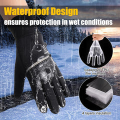 KASTWAVE Unisex Touchscreen Winter Gloves, Waterproof Glove, Thermal Snow Gloves with Anti-Slip Grip for Men and Women, for Cycling, Running, and Outdoor Sports during Cold Weather (Black, L)