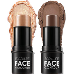 MAKINGTEC 2 Pcs Mineral Cream Contour Stick, Moisturize Highlighter and Bronzer Pen,Non Stick Face Brightens & Shades Pencil, Long Lasting & Smooth Gliding Face Illuminator Makeup (Deep)