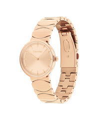 CALVIN KLEIN WOMEN'S CARNATION GOLD DIAL IONIC PLATED ROSE GOLD STEEL BRACELET WATCH - 25700001