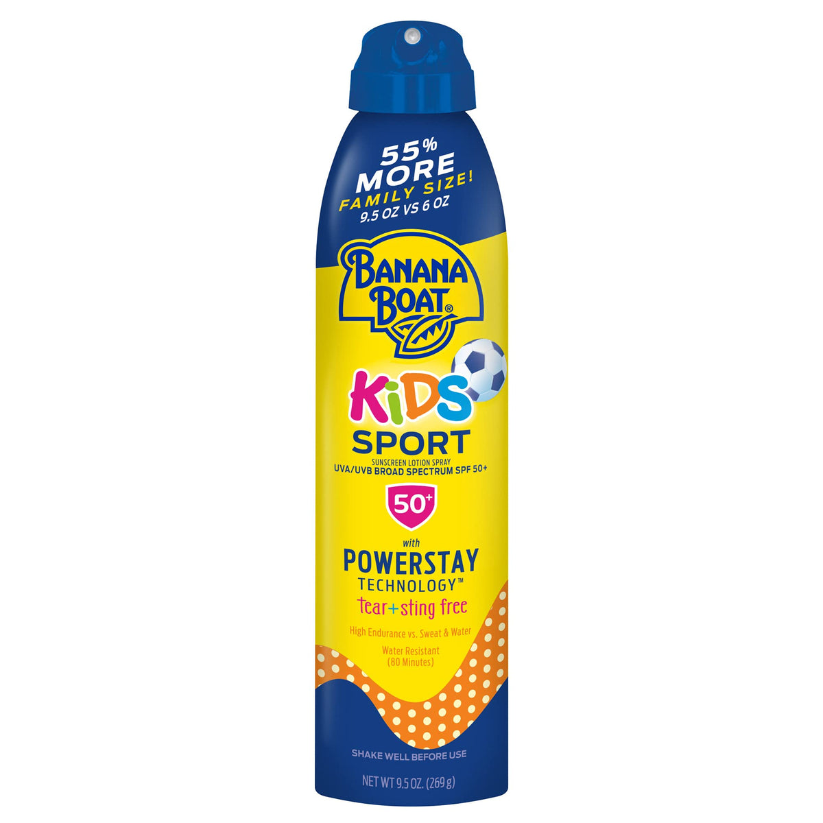 Banana Boat Kids Sport Tear Free, Sting Free, Reef Friendly Sunscreen Spray, Broad Spectrum SPF 50, 9.5 Ounces