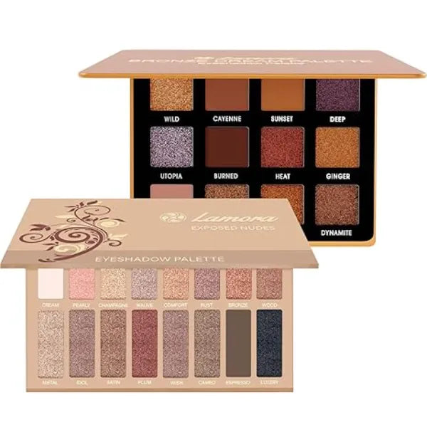 Lamora Nude Eyeshadow Palettes (Exposed + Bronze Gold)