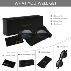 SUNGAIT Women's Classic Vintage Round Polarized Sunglasses Retro Style UV400 SGT166
