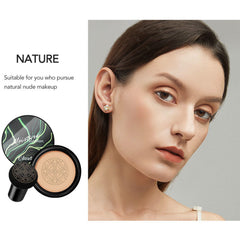 Air Cushion CC Cream Mushroom Head Foundation, 2 PCS Amazfly Moisturizing BB Cream Face Primer Makeup Long Lasting Matte Concealer Bright Makeup Base Long Lasting with Mushroom Makeup Sponge and