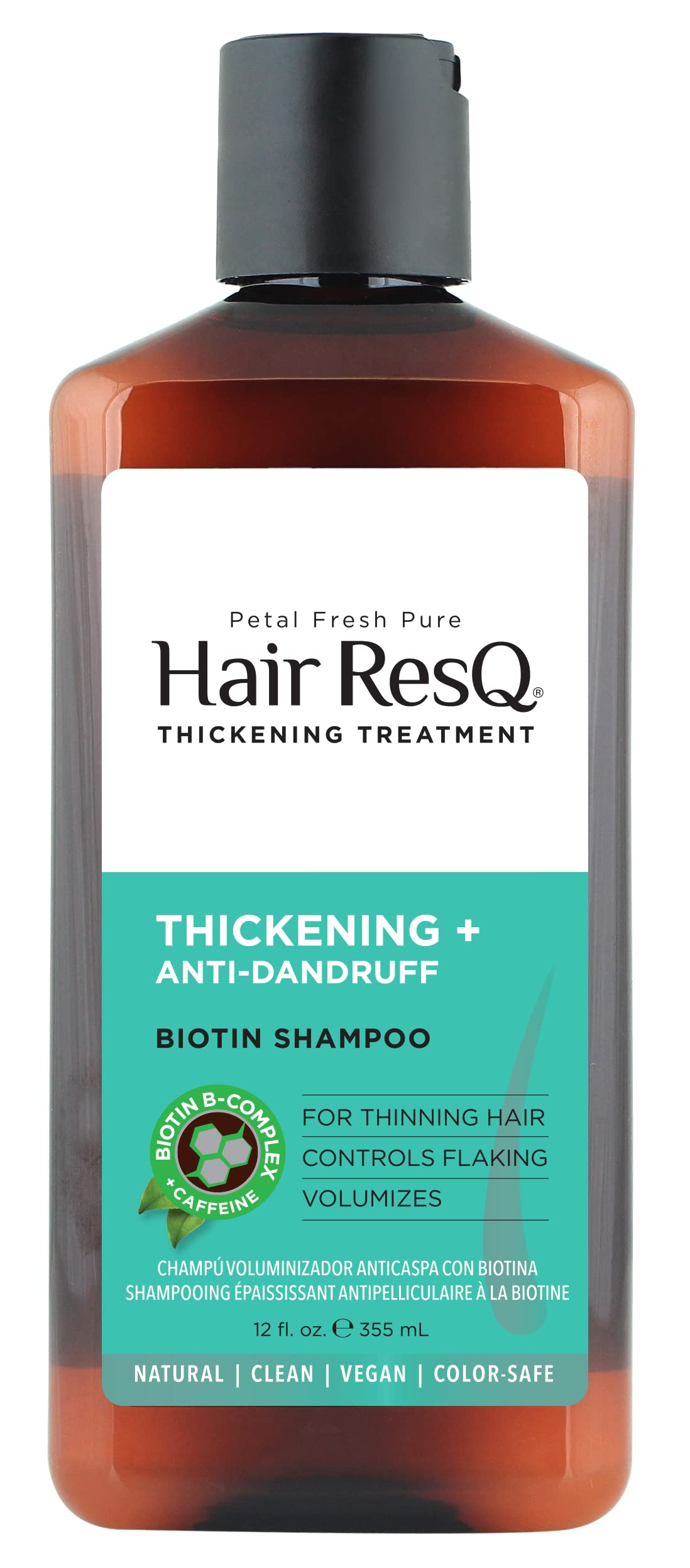 Petal Fresh Hair Resq Anti-Dandruff Natural Thickening Growth Shampoo | For Noticeably Thinning Hair | Restores Keratin - Caffeine Protects & Energizes | 12 Fl Oz, 355 Ml