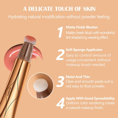 DAGEDA Blush Beauty Women Wand, Matte Liquid Cheek Blusher, Smooth Creamy Liquid Blush Stick with Soft Cushion Applicator, Waterproof Blendable Natural Face Blush Makeup Pen, 0.53oz (#02)