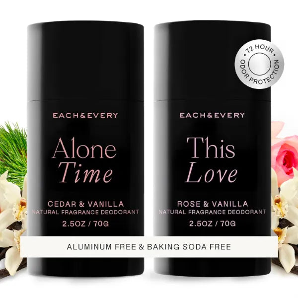 Each & Every Aluminum-Free Deodorant Bundle – Cedar & Vanilla (2.5oz) + Rose & Vanilla (2.5oz)