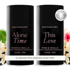 Each & Every Aluminum-Free Deodorant Bundle – Cedar & Vanilla (2.5oz) + Rose & Vanilla (2.5oz)