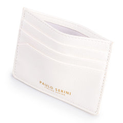 PAULO SERINI® Unisex Card Holder with 6 Card Slots and Compartment for Banknotes and Coins Elegant Credit Card Holder Made of Soft Vegan Leather - Cloud White
