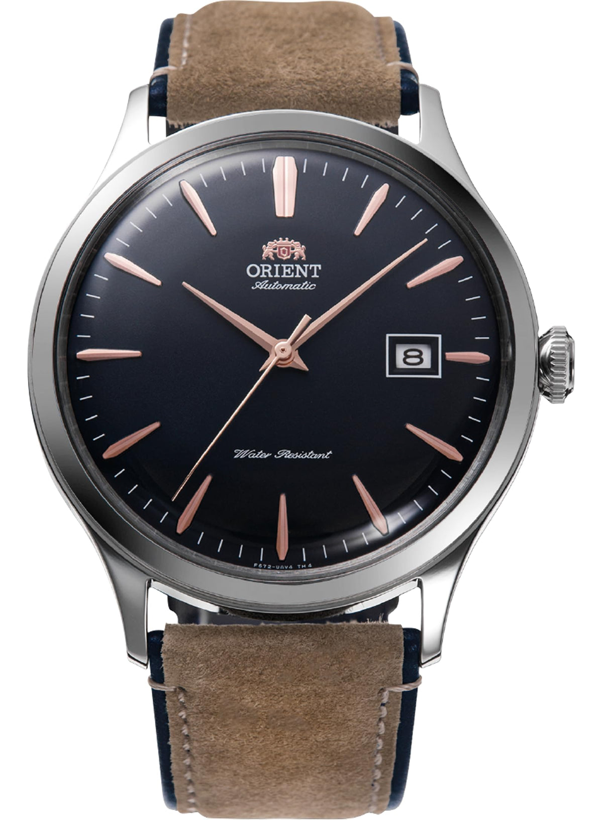 Orient 'Bambino Version 4' Japanese Automatic/Hand Winding Stainless Steel and Leather Dress Watch - Navy Blue