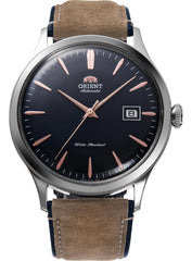 Orient 'Bambino Version 4' Japanese Automatic/Hand Winding Stainless Steel and Leather Dress Watch - Navy Blue