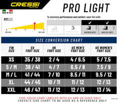 Cressi Pro Light Premium Scuba Diving Heel Fins - Black