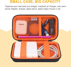 BOVKE Carrying Case Hard Protective Case Impact Resistant Travel Power Bank Pouch Bag USB Cable Organizer for Earbuds, Cable Cords, Charger Adapter, Electronic Accessories Case Wallet, Black