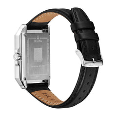 Bulova Frank Lloyd Wright 'December Gifts' Stainless Steel 3-Hand Quartz Dial, Black Leather Strap Style: 96A223, Bulova, Modern - Brown