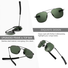 SUNGAIT Men's Military Style Polarized Pilot Aviator Sunglasses Bayonet Temples