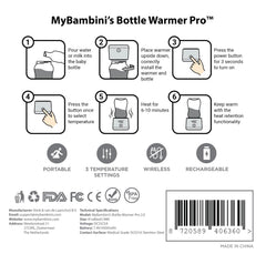 MyBambini's PRO™ Portable Bottle Warmer - Adjustable Temperature - Fast Heating - Car Bottle Warmer - Breast Milk - Compatible with: AVENT PHILIPS & DODIE (White)