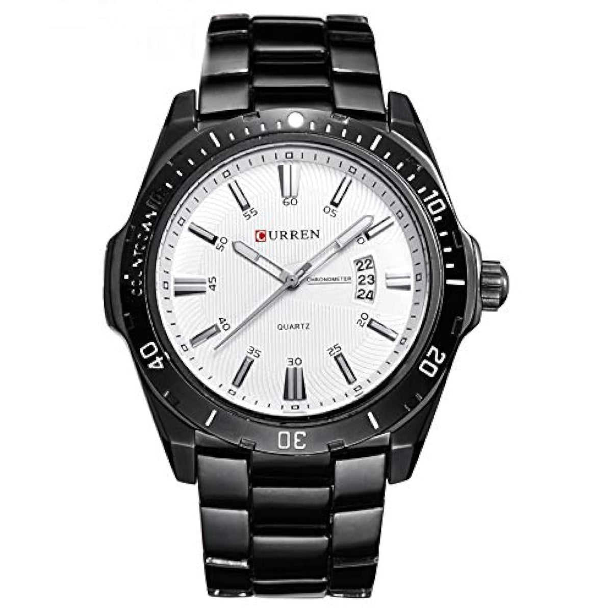 CURREN 8110 Men Japan Quartz Movement Leather Watch Stainless Steel Sport Wrist Watch Relogio Masculino Gift - black white